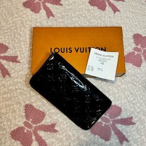 Louis Vuitton Monogram Vernis Zippy Around Long Leather Wallet Black LV Zip Auth